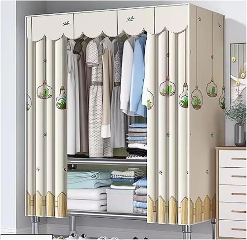 Miniatura 10 de large closets Assemble Wardrobe Closet Rugged Metal Frame Wardrobe Rack with Thick Cloth Cover Armoire Wardrobe Closet with Hanging Rods