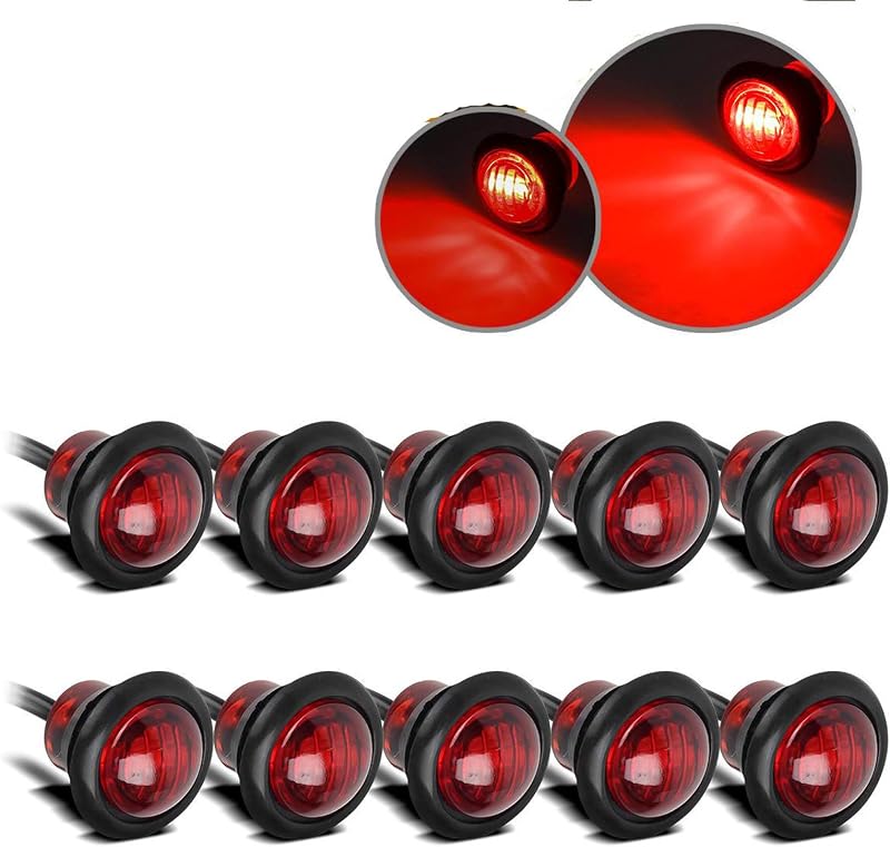 Luz LED vermelha de posição lateral e sinalização Partsam 12 V com montagem por anel – Kit com 10 unidades