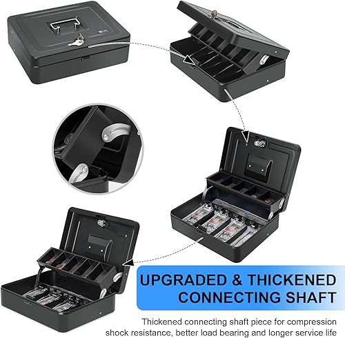 Miniatura 40 de Caja de dinero grande con cerradura de combinación y bandeja de dinero, caja de dinero con bandeja para efectivo, caja fuerte con cerradura