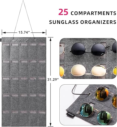 Miniatura 5 de KGMCARE - Organizador de lentes de sol, almacenamiento con 16 ranuras para colgar en la puerta, exhibición de lentes, a prueba de polvo