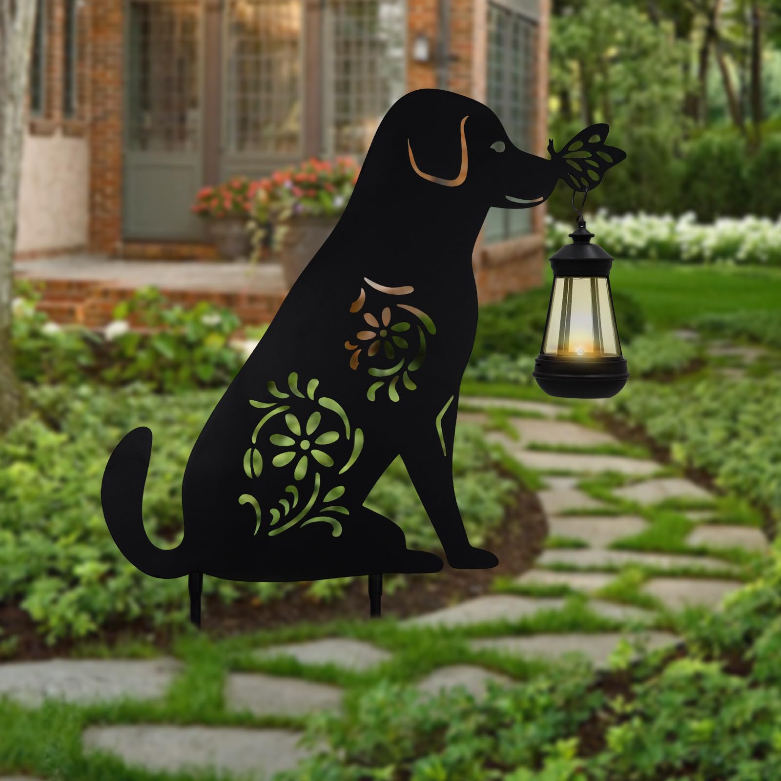 Dog Solar Lanterns Mother Day Gift Outdoor Garden Hanging Solar Lights Dog Lo