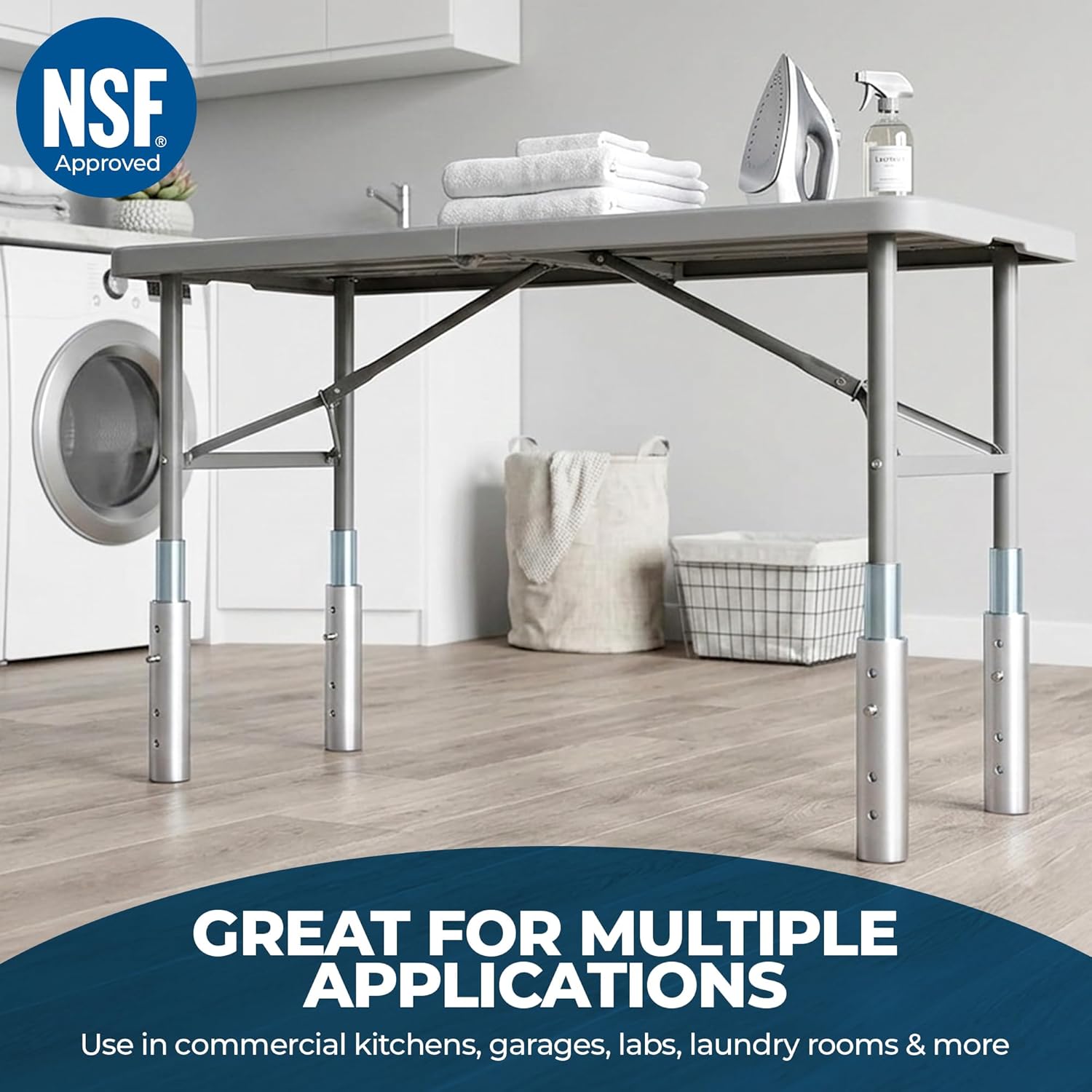 Galvanized Steel Legs for Work Tables – NSF Certified (Leg Extensions 6" (4 Pack))