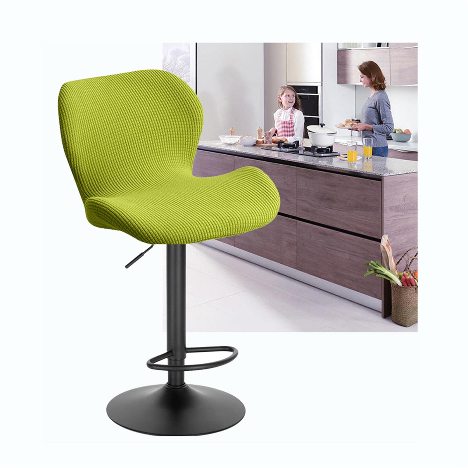 XGANGM Stretch Bar Stool Chair Slipcover Set of 2/4/6 Low Back Bar Chair Covers Modern Curved Kitchen Dinning Room Swivel Chair Covers Protector for Office Dining Chair,green C,6pcs