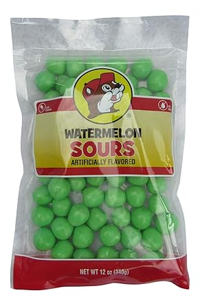 Buc-ees Watermelon Sours Candy in a Resealable Bag, Fat Free, 12 Ounces