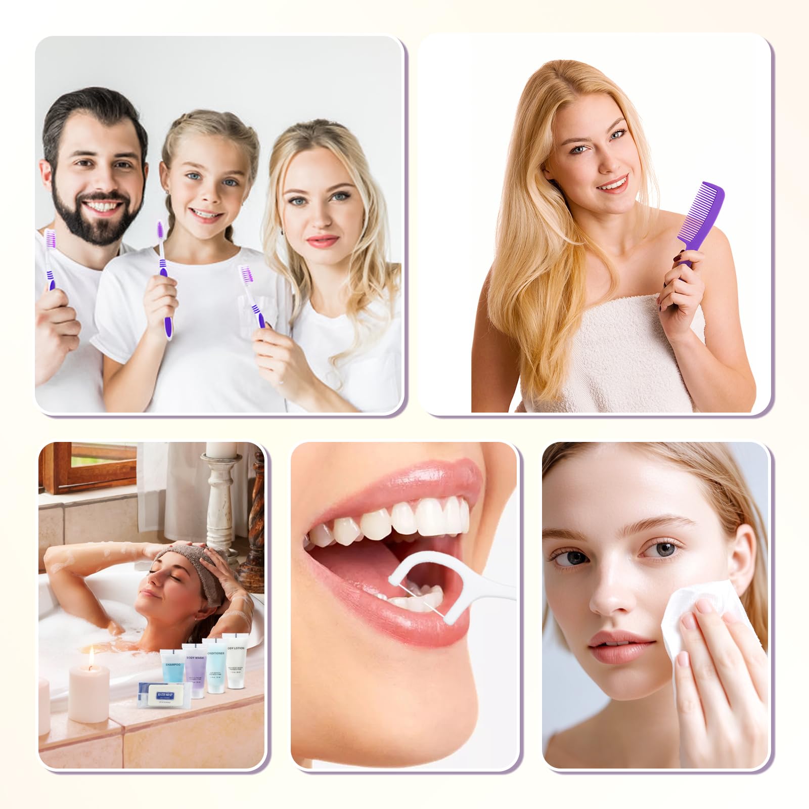 Lot de 10 trousses de toilette de base, emballées individuellement, kit d'hygiène personnelle en vrac, fournitures de soins pour sans-abri, kits pratiques de voyage adaptés pour hôtel, maison, camping
