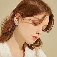 Vista 55 de Jade Earrings Studs,Green Jade Earrings for Women,925 Sterling Silver Earrings Studs for Sensitive Ears,Handmade Jade Earrings for Birthday