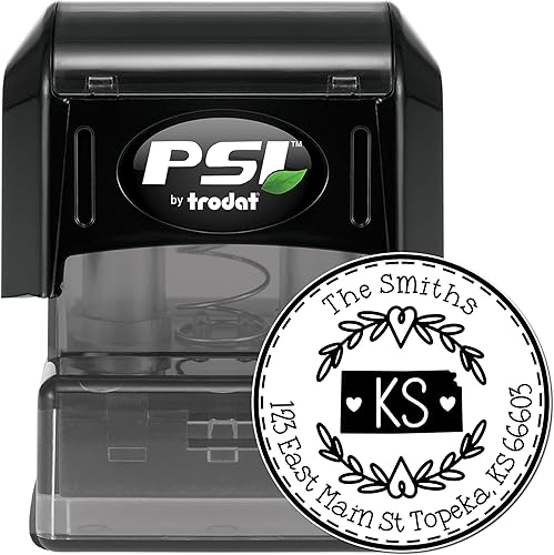 Miniatura 649 de Round State Love - Sello de dirección de devolución para Texas, uso con almohadilla de sello, mango de madera, sello de dirección de Texas