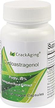 Crackaging Super-Absorption Cycloastragenol 98% 10mg/Cap, 30 Capsules - Strength Longevity Classic Anti-Aging Reactivate & DNA Cell Telomerase | Telomere Supplements