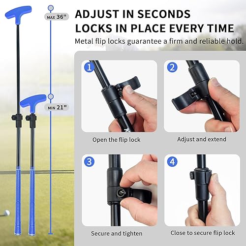 Miniatura 4 de KOFULL Putter para niños, 4 o 2 piezas, mini putter de golf ajustable a la altura perfecta, putters de golf fáciles de usar, putters bidireccionales