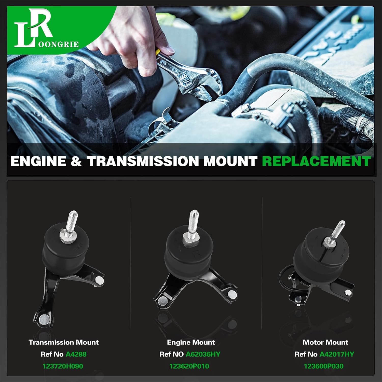 Engine Motor and Trans Mounts Compatible with 2015-2020 Sienna 3.5L V6 Engine (FWD AWD) Engine Mount,Replace OE A62036HY EM9238 A4288 EM9236 A42017HY SKM9884, Set of 3