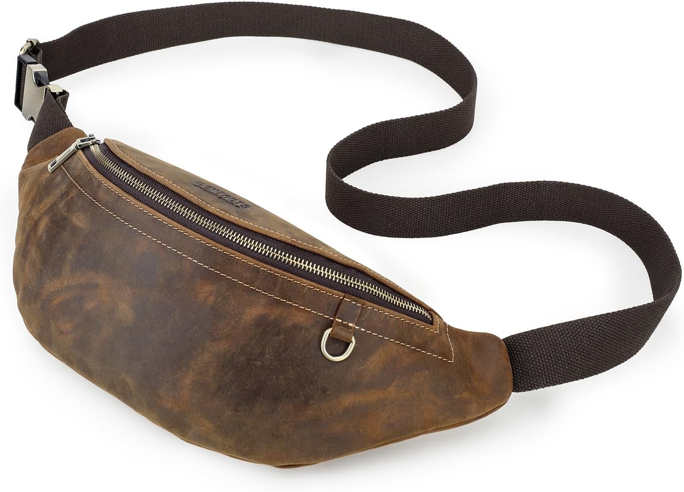 CONTACTS 本革製 メンズ マルチポーチ (ウエストポーチ/ショルダーバッグ 兼用) レトロなコーヒーブラウン 大容量スマホ収