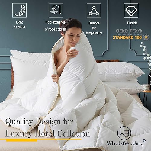 Miniatura 5 de Edredón de plumón tamaño King de gran tamaño, relleno de edredón blanco esponjoso para todas las estaciones, ropa de cama de plumas cálidas, funda