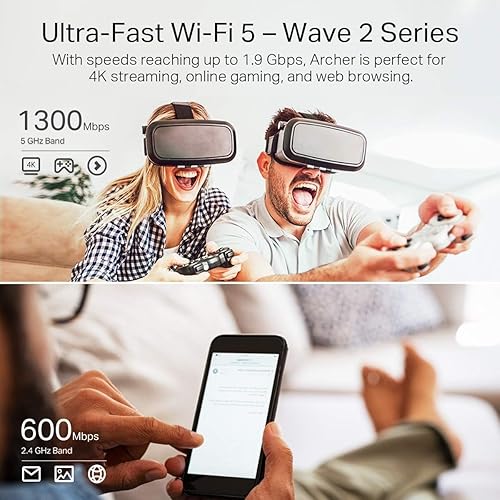 Miniatura 3 de TP-Link AC1900 Router WiFi inteligente (Archer A8) - Router inalámbrico MU-MIMO de alta velocidad, enrutador de doble banda para Internet