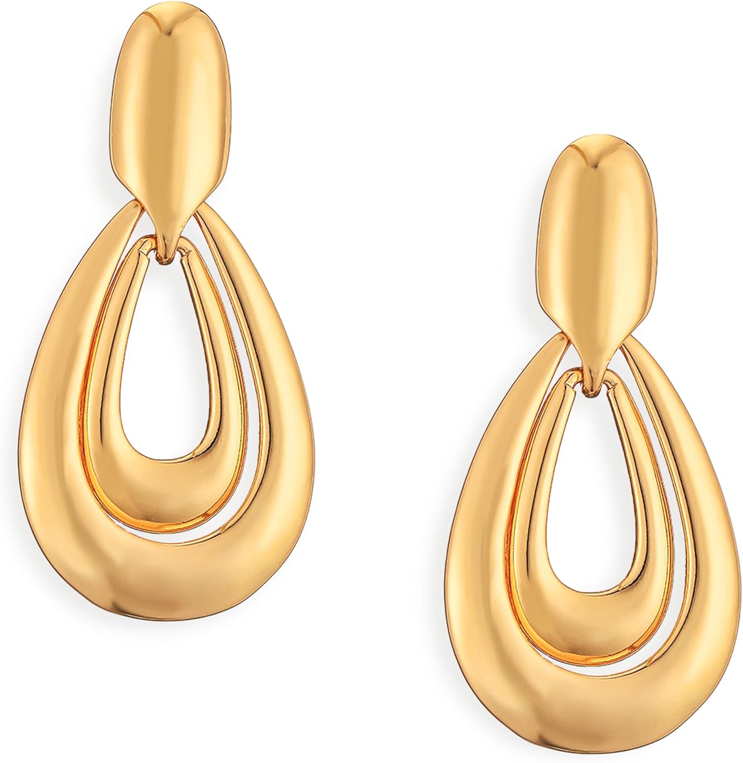 Chunky Gold Silver Hoop Dangle Drop Earrings for Woman, Trendy Statement Geometric Large Circle Earing Dangling Prom Party Fashion Jewelry Gifts