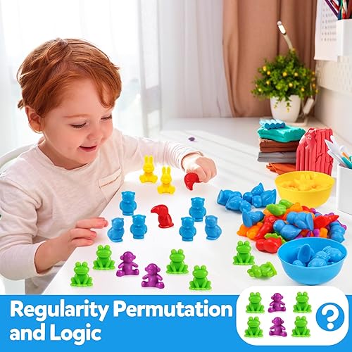 Miniatura 5 de Juguetes de conteo de animales, juego a juego con tazones de clasificación, actividades de aprendizaje preescolar, juguetes sensoriales Montessori