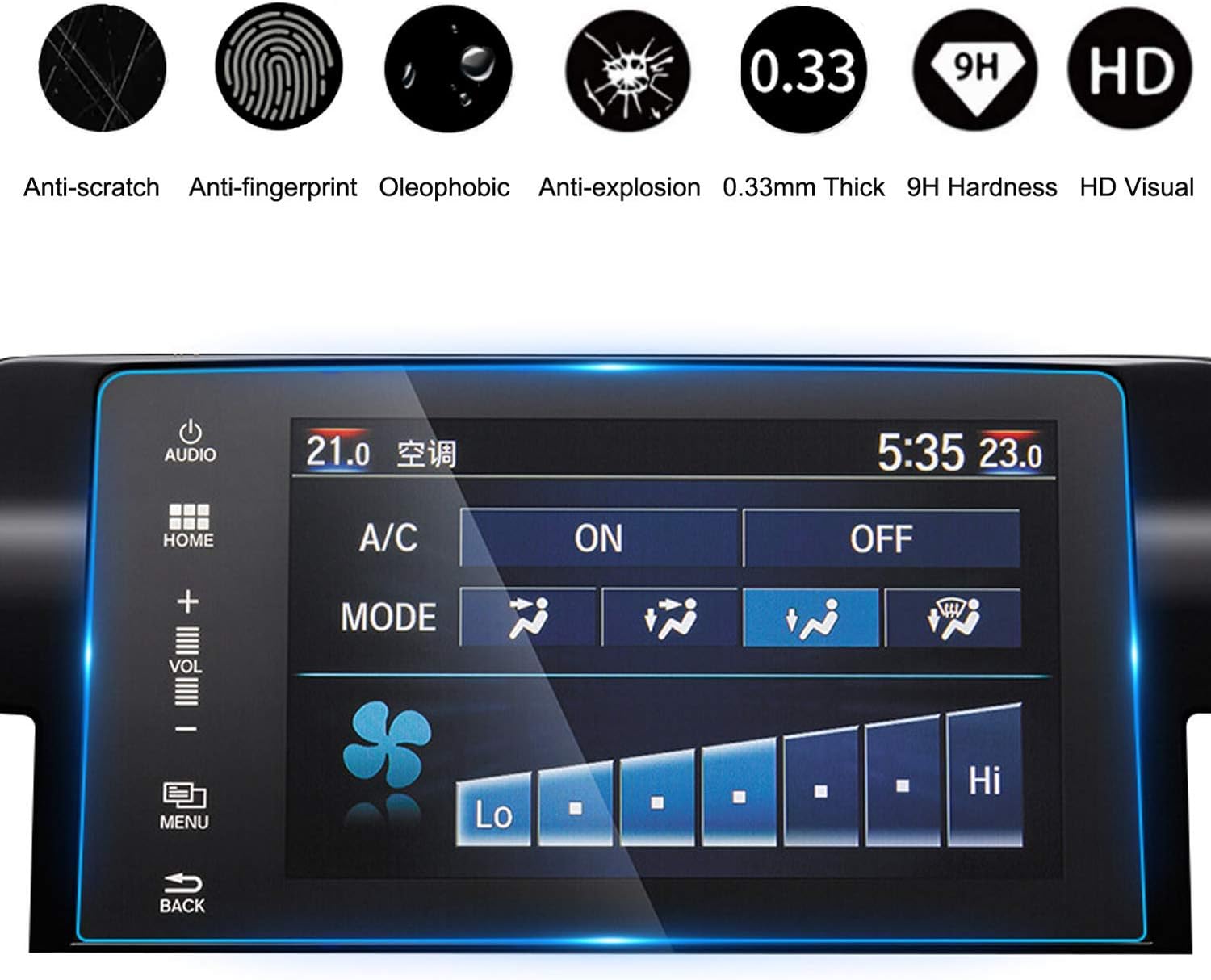 2016-2020 Civic Coupe EX Hatchback 7-Inch Car Navigation Screen Protector, Tempered Glass Infotainment in-Dash Display Touch, Compatible with The EX, EX-L, EX-T, Touring