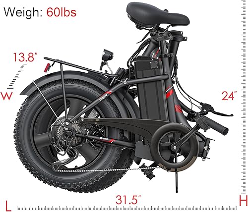 Miniatura 9 de Gopina Bicicleta eléctrica para adultos plegable de 16 x 30 pulgadas motor de 350 W batería extraíble de 48 V 78 AH bicicleta eléctrica plegable