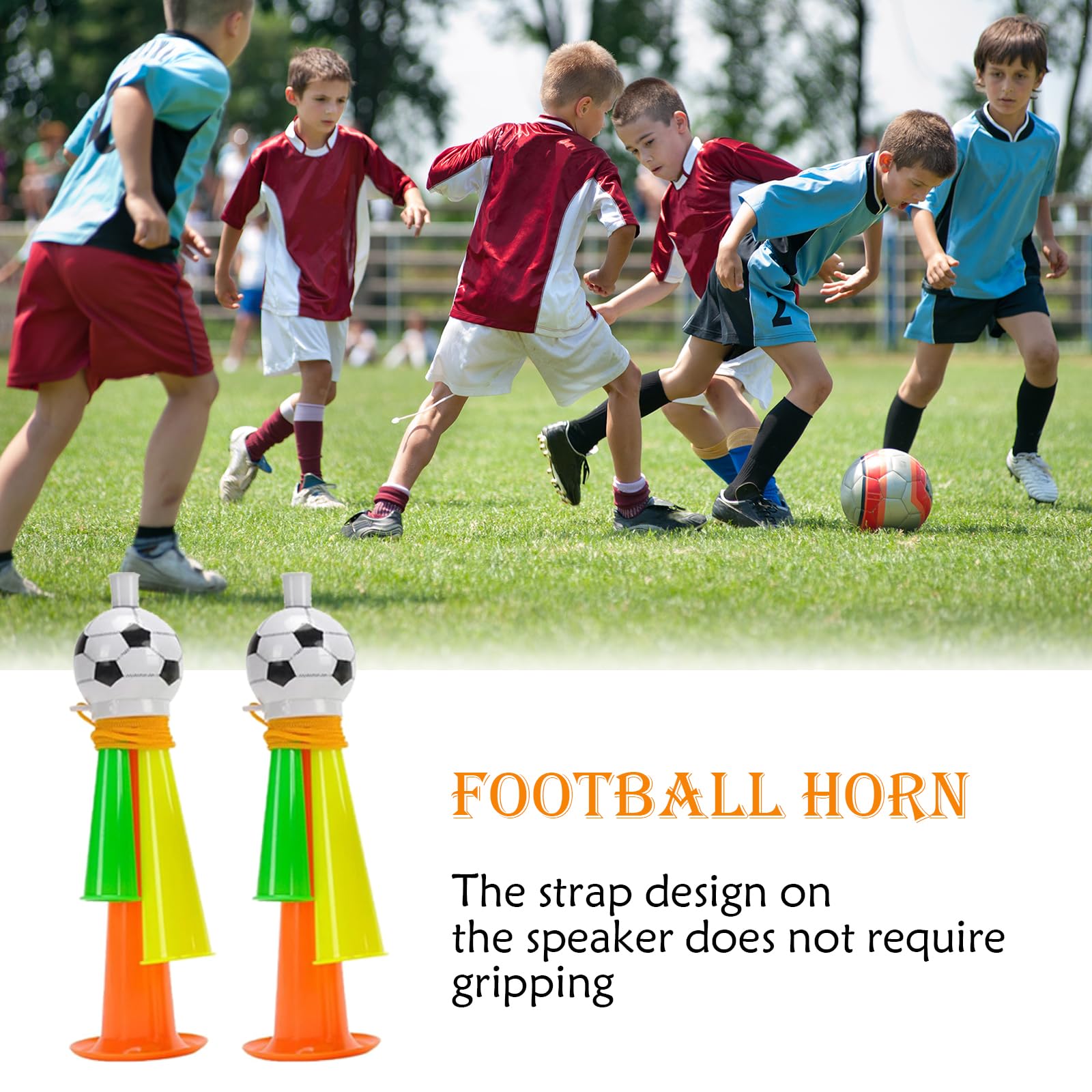 4 Bunte Tröten Für Stadion & Partys - Laute Fan-Instrumente 36cm