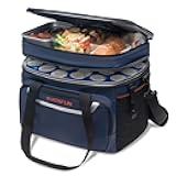 EVERFUN Small Cooler Lunch Box Mini Leak-Proof Soft Double Deck 24 Can Personal Insulated Collapsible Portable Waterproof Lunch Bag Ice Chest for Men Women Work Travel Car Picnic Beach