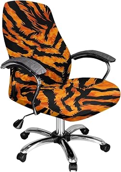 Computer Office Chair Covers Universal Desk Rotating Chair Cover Dustproof Executive Boss Chair Slipcovers Stretch Office Chair Protection for Office Chair, L, Tiger Print
