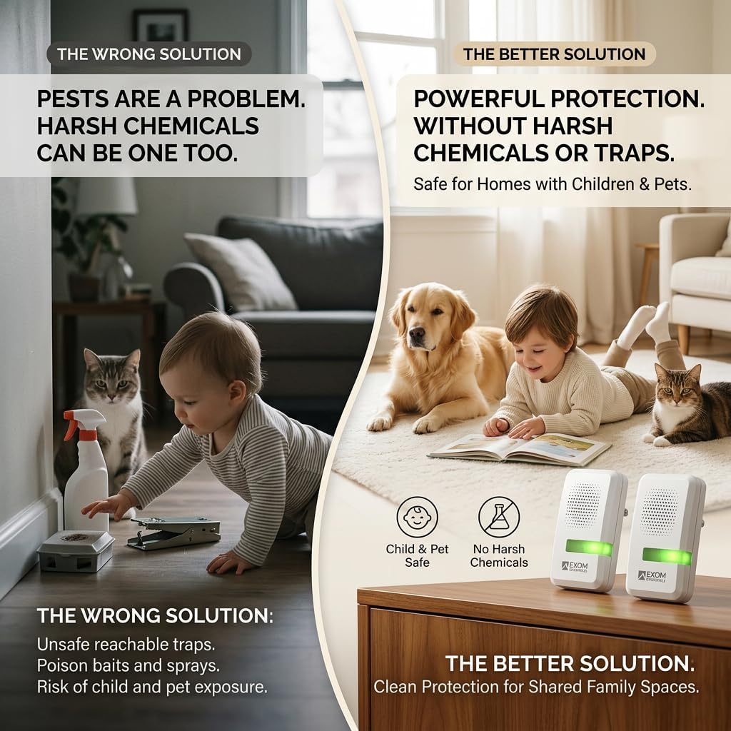 T-26, Ultrasonic Pest Repeller Wall Plug-in Most Effective Than Repellents - Get Rid of - Rodents, Squirrels, Mice, Rats, Bats, Roaches, Ants, Spiders, Bed Bugs, Мosquito, Insects, Fleas (6 Pack)