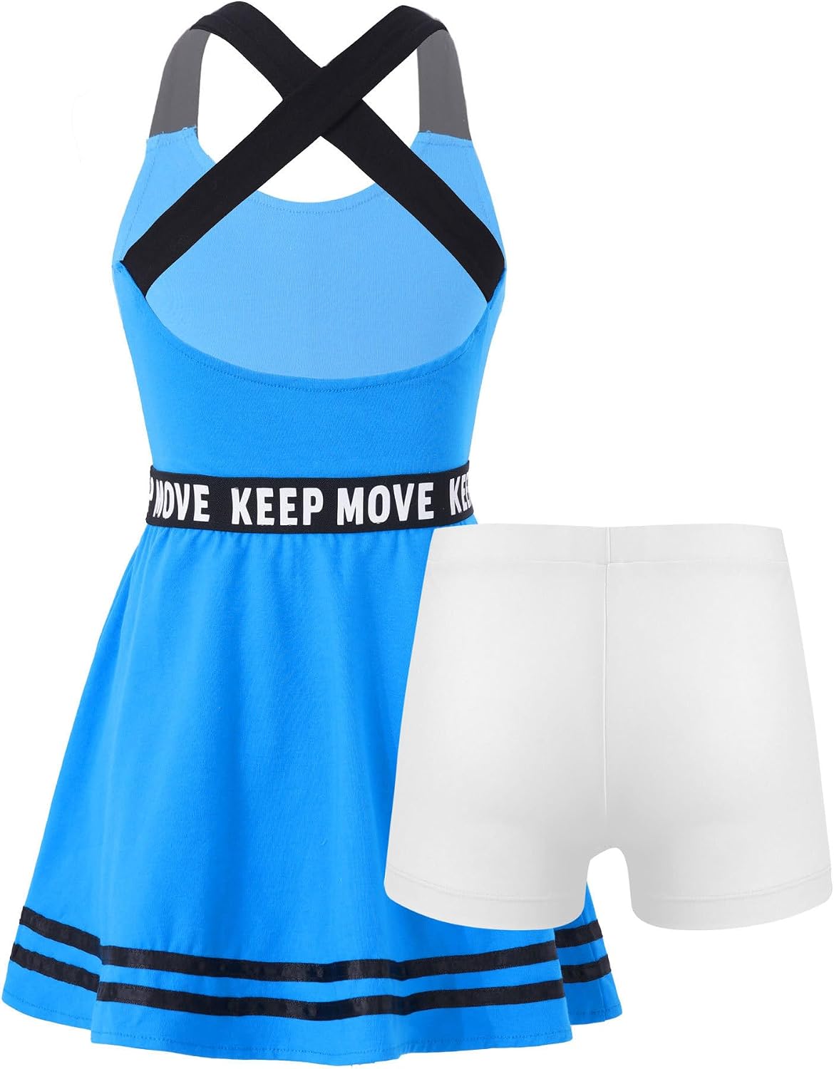 TTAO Kids Girls Tennis Athletic Dress Letter Print Dress with Built-in Shorts Set Golf Running Activewear