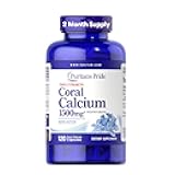 Puritan's Pride Triple Strength Coral Calcium 1500mg with Bone-Active™, Dietary Supplement for Heart, Nerve, and Muscle Support, 2 Month Supply, 120 Rapid Release Capsules