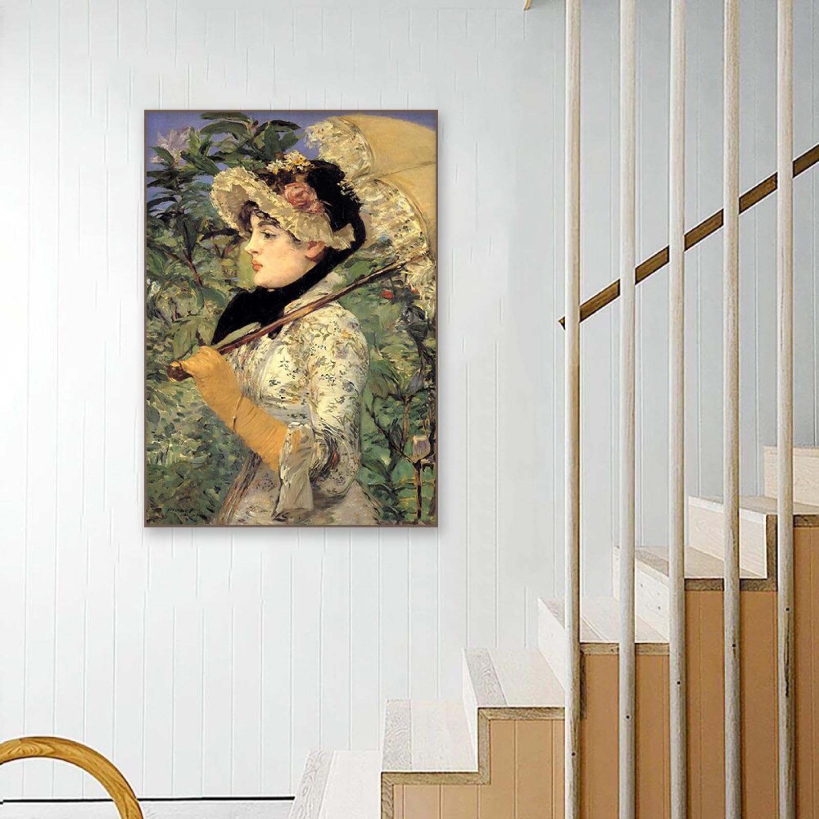 RKGHDCX Édouard Mancit Giclee Płótno Drukowanie Farba-Reprodukcja Obraz na płótnie Słynne dzieła sztuki Plakaty Wall Art Decoration(Wiosna) 30x45cm12 x18 Drewniana rama
