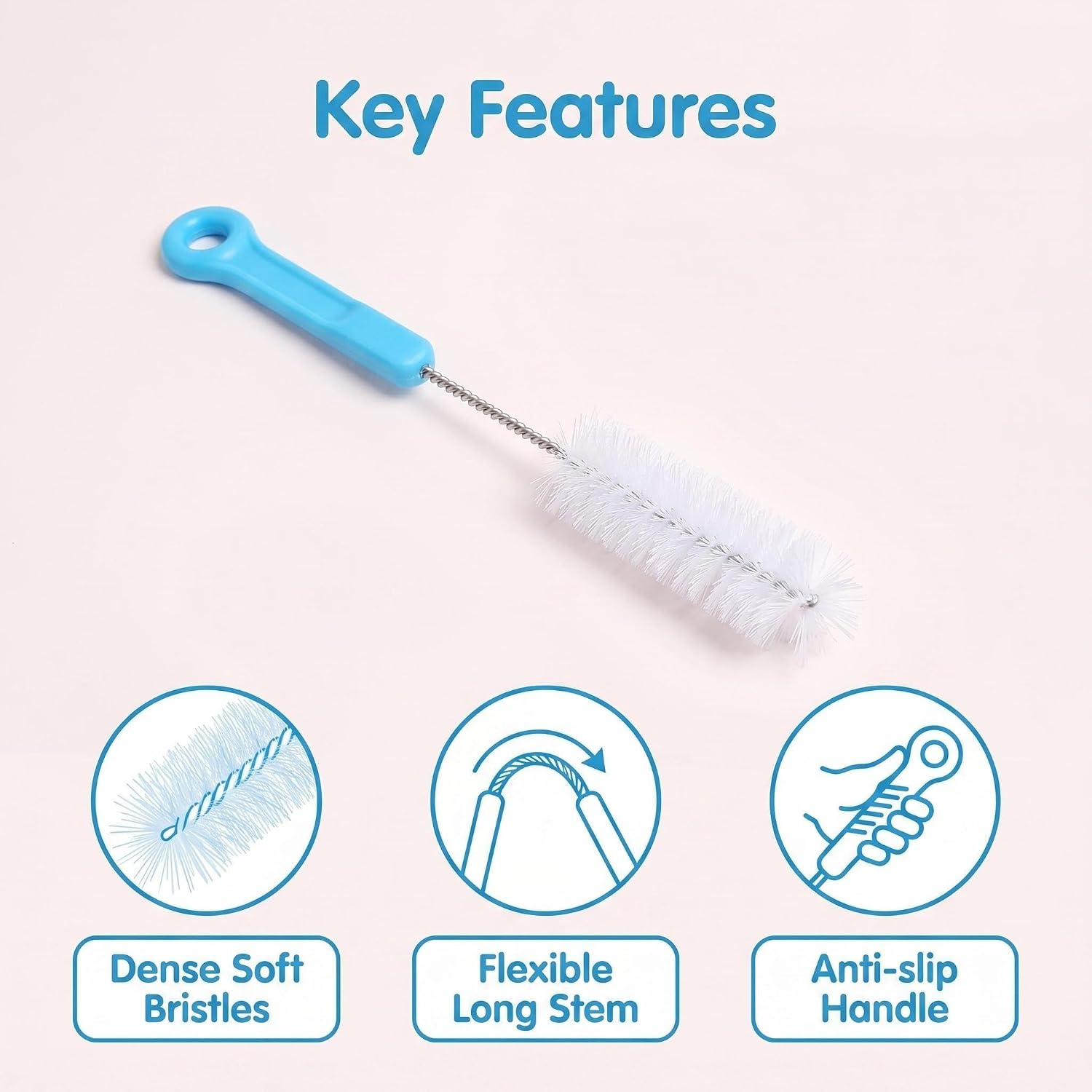 Bottle Brush Tube Cleaning, for Cup Cleaner for Washing Narrow Neck Beer Wine Decanter Pipes Lids Sinks