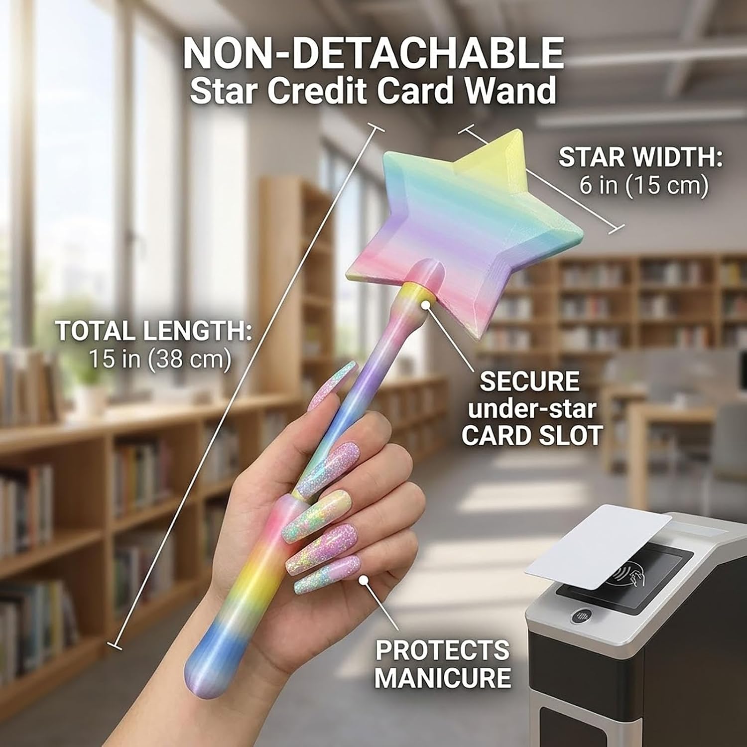 Detachable Star Credit Card Wand, 3D Printed Tap to Pay Grabber Holder for Long Nails & Drive Thru, Portable ATM Stick & School Card Clip,Utility Gift （02） image 2