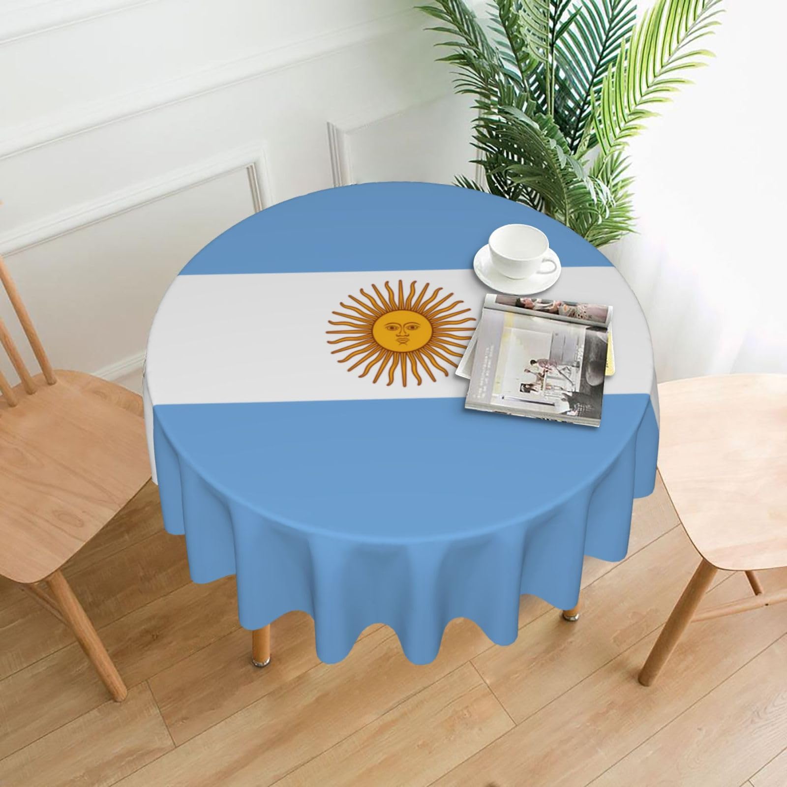 MROWYC Argentine flag Printed Practical Round Tablecloth, Durable, Suitable for Home, Restaurant, Hotel, Gathering, and Decorative Table Covers