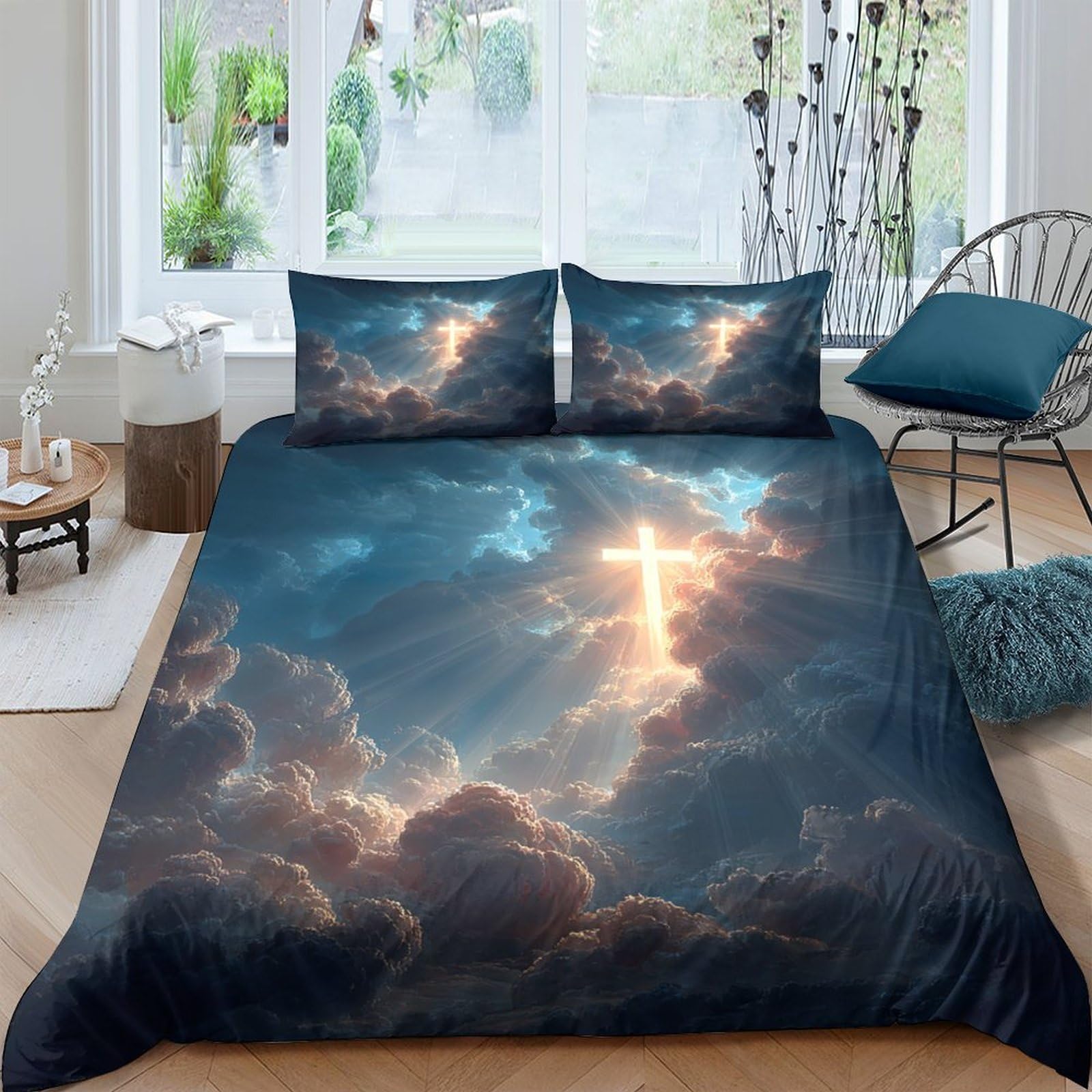 Ctjqhvkz Style-3 3D Printed Sunrise Cloud Fitted Sheet Microfiber Anti-Slip Sky Light Mattress Cover For Bedroom Guest Room Decor Single（135X200cm）