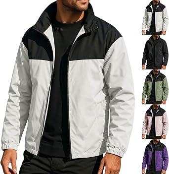 Mens Bomber Jacket Stylish Lightweight Windbreaker Zip Up Waterproof Coats Fall Spring Hiking Golf Jackets with Pockets