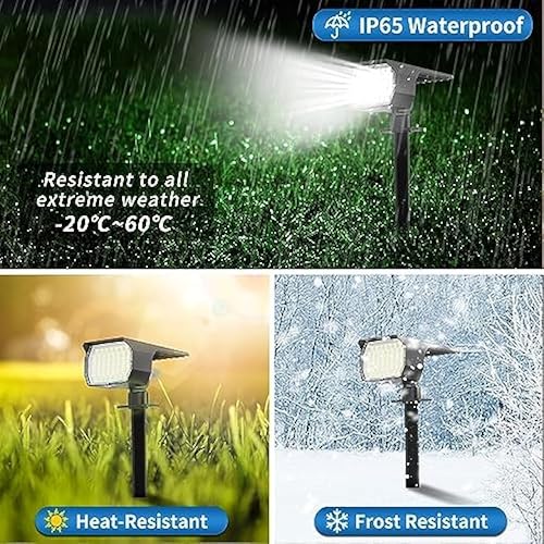 WENATY Solar Spot Lights Outdoor Waterproof IP65, 6 Pack Landscape Spotlights with 46 LEDs, 3 Modes Auto On/Off Solar Powered Flood Lights for Outside Pathway, Yard, Garden, Walkway (Cool White) — view 4
