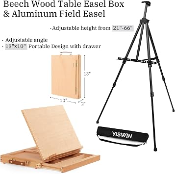 VISWIN 185 PCS Professional All-in-One Art Painting Kit with Beech Wood Easel, 96 Acrylic, Watercolor & Oil Paint Set, Canvas, Painting Set with Complete Art Supplies for Adult, Artist, Beginner