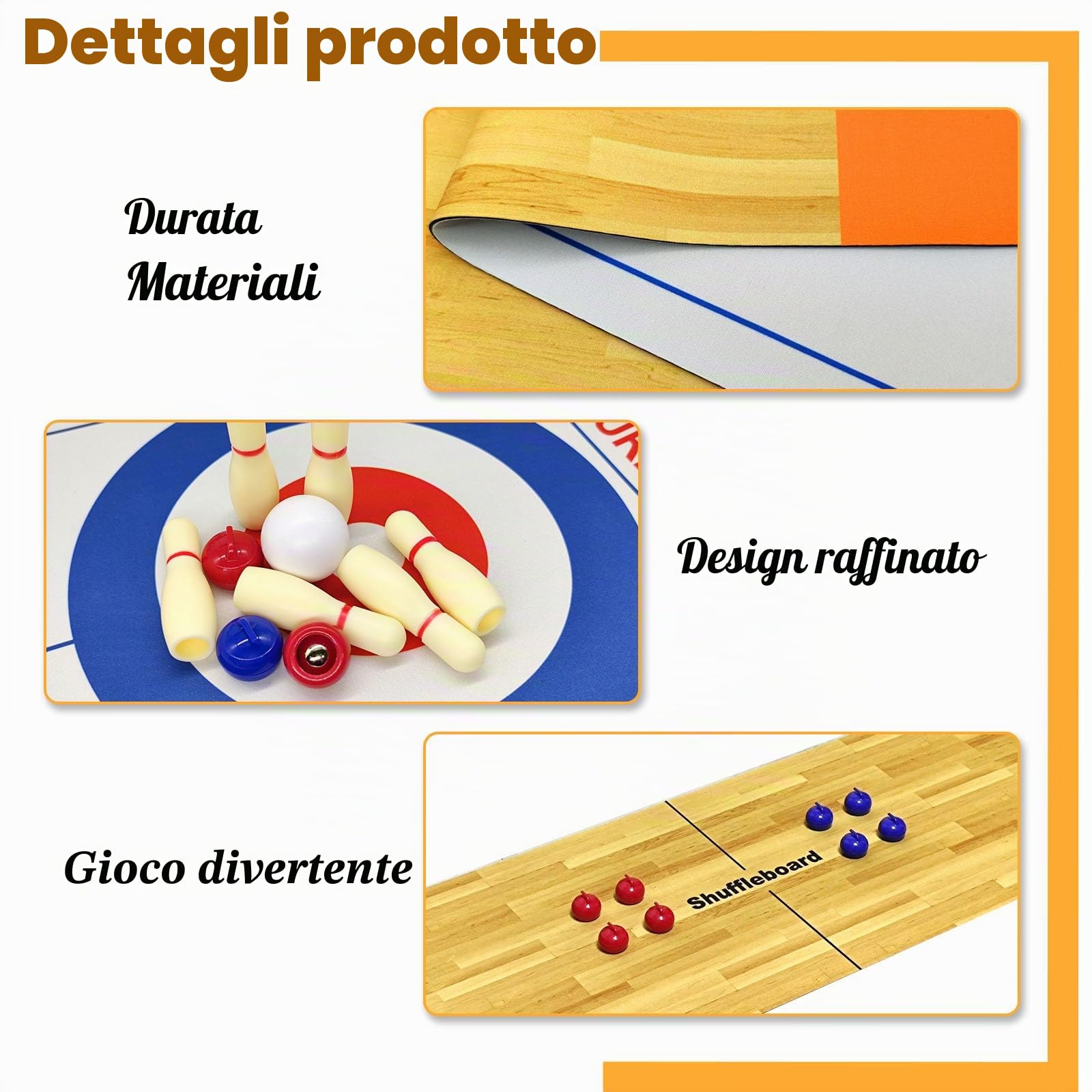 Set di giochi da tavolo 4 in 1, per shuffleboard, giochi da tavolo, shuffleboard, bowling, curling Cornhole, giochi da tavolo interattivi, ideale per scuola, casa, ufficio, feste