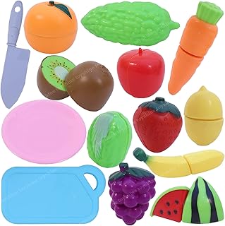 ألعاب قطع فواكه تشبه الواقعية قابلة للتقطيع، يمكن تقسيمها إلى جزئين – 15 قطعة (12 فاكهة، 1 سكين، 1 طائرة، 1 لوح تقطيع) من تويز شاين