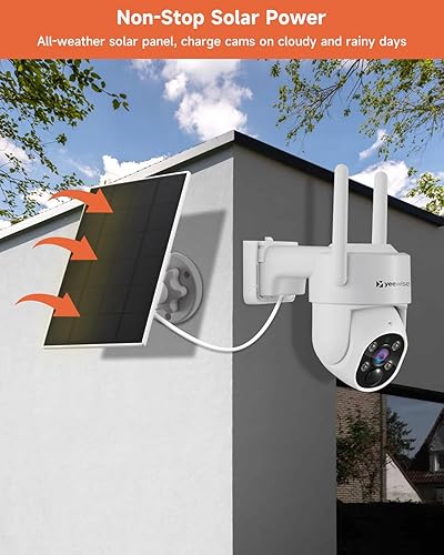 Miniatura 2 de Sistema de cámara de seguridad solar inalámbrica para exteriores, 8 cámaras de seguridad solares de inclinación panorámica, cámaras de batería