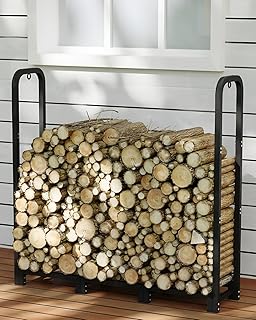 GarveeTech 4 Foot Firewood Rack Indoor Outdoor Adjustable