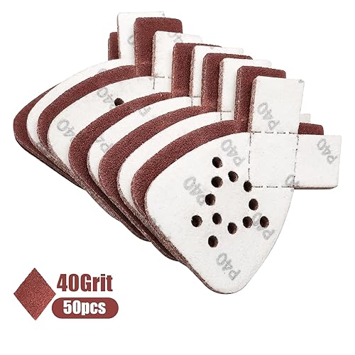Miniatura 3 de 50 piezas de papel de lija de ratón con 2 puntas adicionales para reemplazo de detalles, almohadillas de lijadora de lijadora, 12 agujeros de gancho