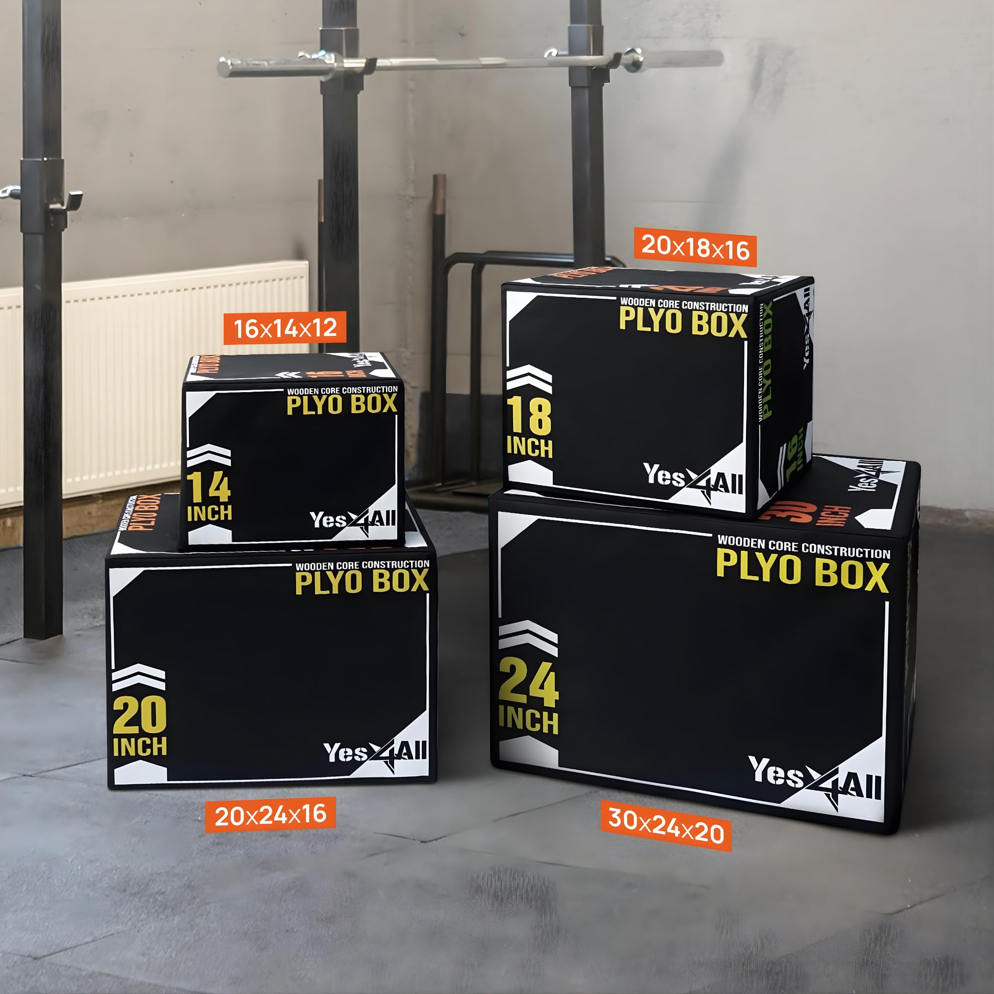 Yes4All Caja pliométrica Suave 3 en 1 con núcleo de Madera, Caja pliométrica de Espuma para Ejercicio, Crossfit, MMA, Entrenamiento pliométrico, Disponible en 4 tamaños