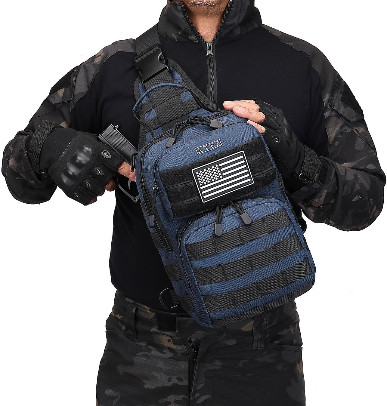 Tactical Sling Backpack With Holster Military Crossbody Bag for Men Single Shoulder Back Pack 10L