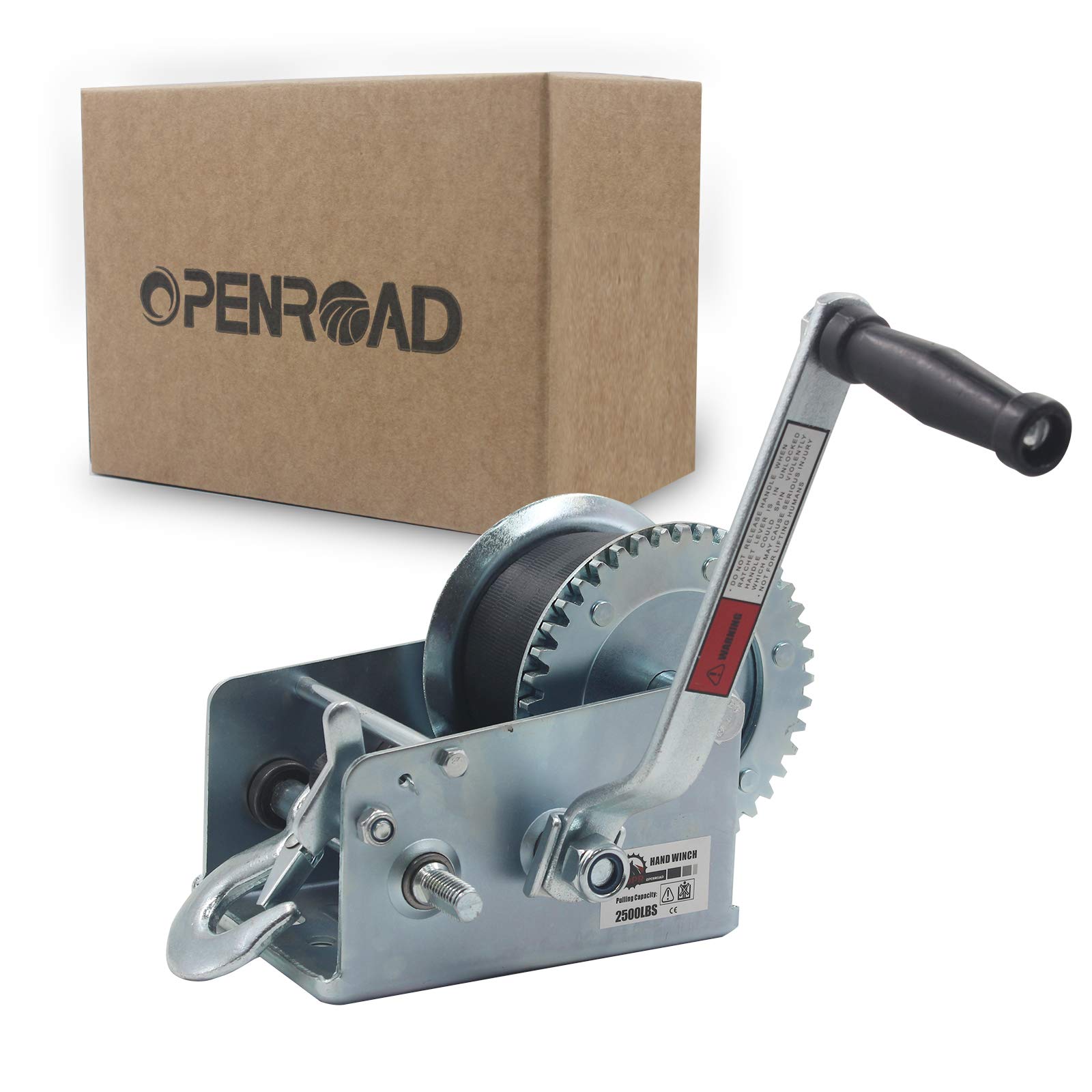 OPENROAD 2500lbs Hand Winch Boat Winch, Hand Crank Winch with 10m (32ft