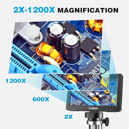 Miniatura 6 de DM9H - Microscopio HDMI para monedas con pantalla IPS de 7 pulgadas, microscopio de soldadura de aumento 1200X, soporte más largo de 8.5 pulgadas,