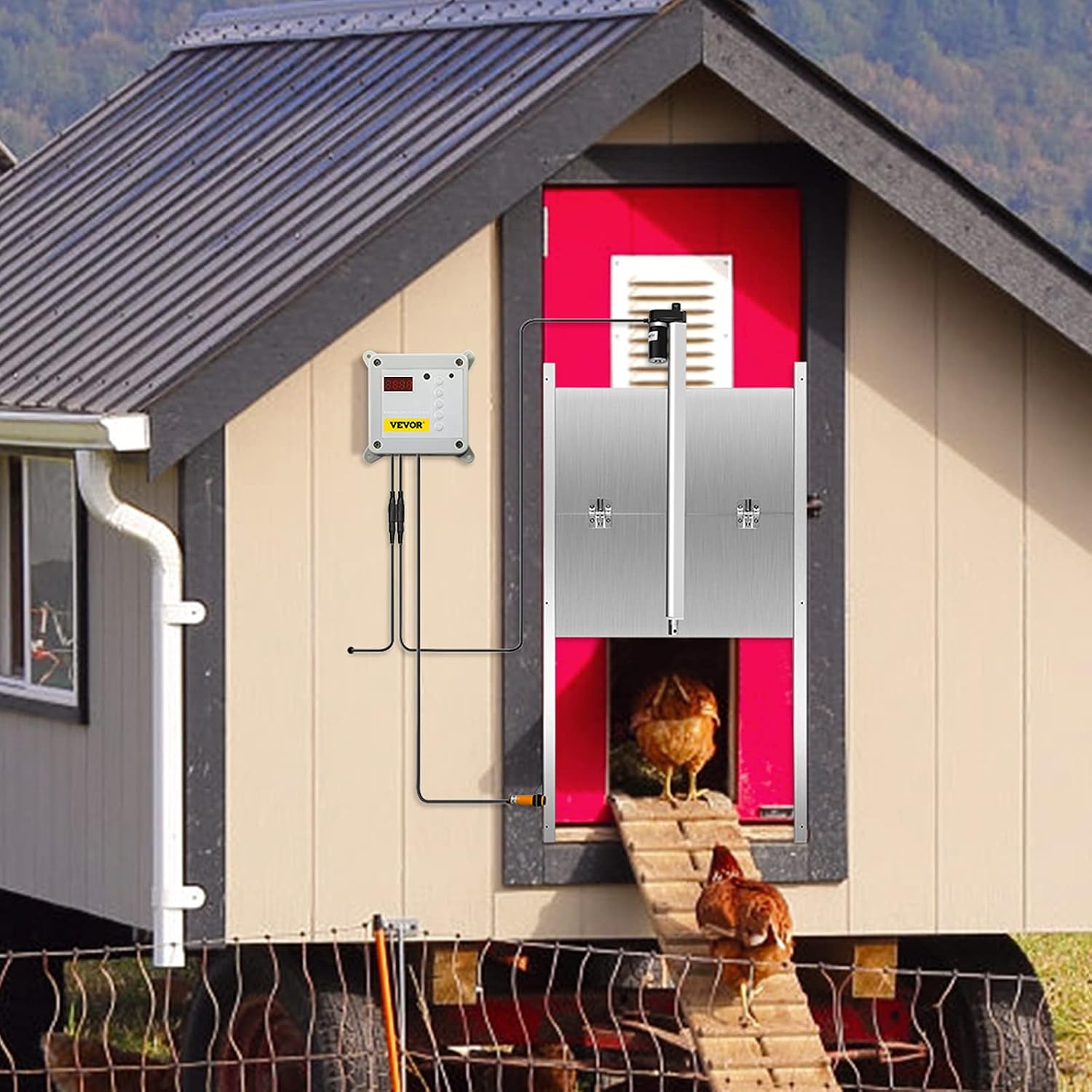 Porte Automatique Poulailler Ciciglow - Ouvre-Ferme Électrique à Minuterie + Batterie Ou Adaptateur, Écran LCD, Mode Manuel, Anti-Prédateurs