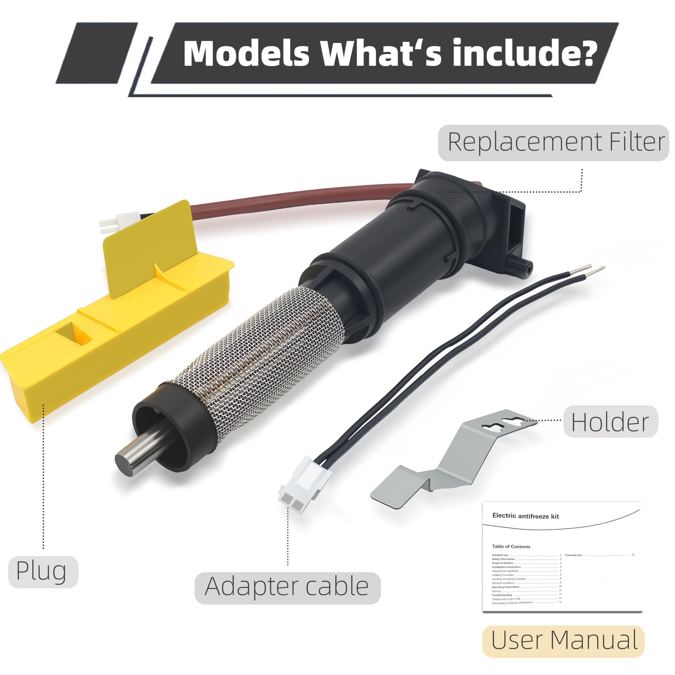 Kit anticongelante eléctrico compatible con Truma AquaGo, kit anticongelante eléctrico de repuesto para calentador de agua Truma AquaGo, protección sin heladas de hasta -20 °C/--15.6 °C |