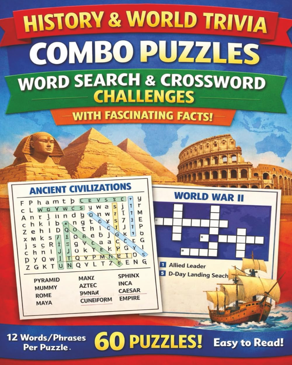 History & World Trivia Combo Puzzles: Word Search & Crossword Challenges With Fascinating Facts