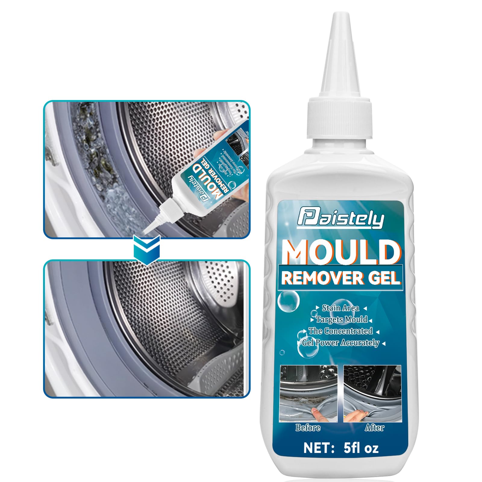 Mould Remover, Large Capacity Mould Remover Gel, Household Mould Removal, Mould and Mildew Cleaner for Toilet Washing Machine Seal Bathroom Kitchen Sink Tile Grout Stains (160g)