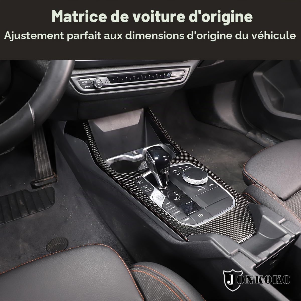 Garniture de levier de vitesse en fibre de carbone souple pour B-M-W 1 Series 2 Series F40 F44 2020-2023 Panneau de commande central de voiture Décoration de cadre autocollant Accessoires de voiture