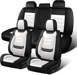 Fit for Mercedes Benz Sprinter 2010-2016 Custom Seat Covers, PU Leather Car Seat Covers, Full Coverage Protection, Thick Cushioning Seat Protectors(Standard Full Set/Black White)